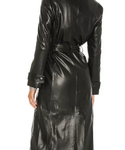 womens-trench-black-faux-leather-coat
