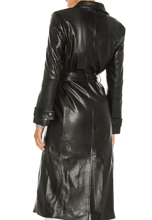 womens-trench-black-faux-leather-coat