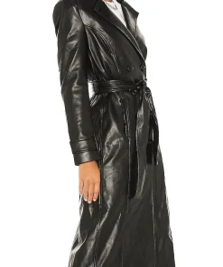 womens-trench-black-faux-leather-coat