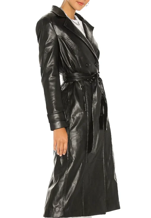 womens-trench-black-faux-leather-coat