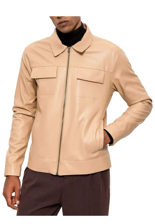 mens-faux-leather-beige-jacket