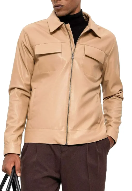 mens-faux-leather-beige-jacket