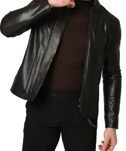 mens-stand-collar-faux-leather-black-jacket