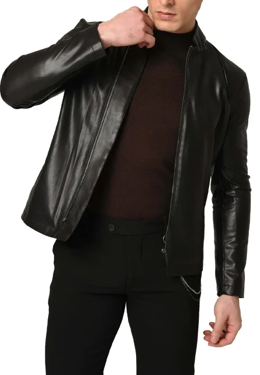 mens-stand-collar-faux-leather-black-jacket