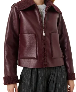 womens-burgundy-faux-leather-long-sleeves-jacket