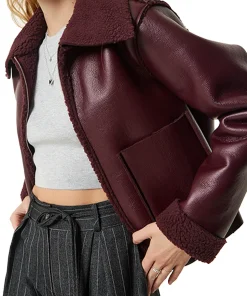 womens-burgundy-faux-leather-long-sleeves-jacket