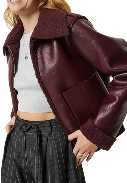 womens-burgundy-faux-leather-long-sleeves-jacket