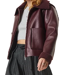 womens-burgundy-faux-leather-long-sleeves-jacket