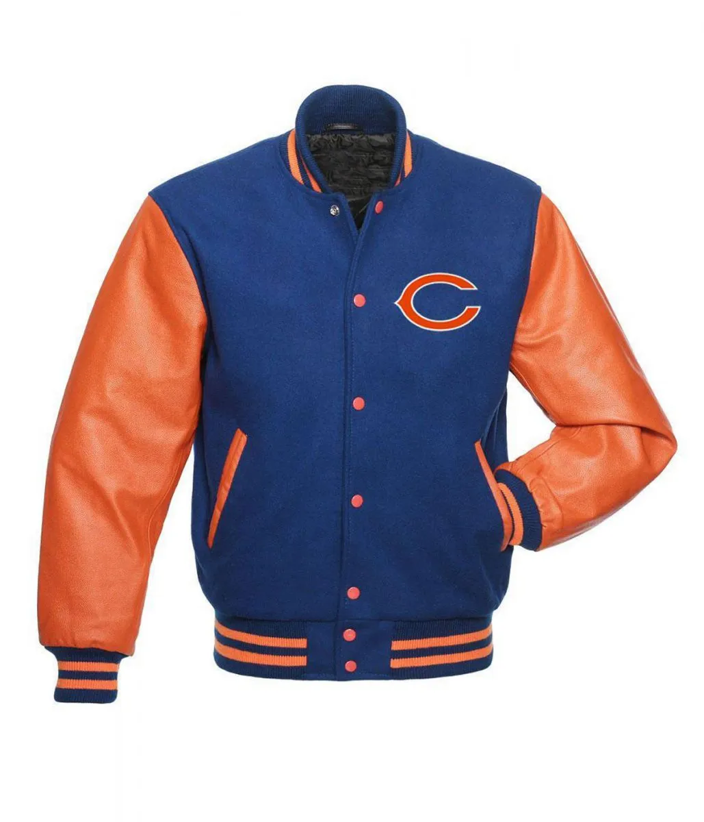 NFL Varsity Chicago Bears Orange and Blue Jacket 1 chicago-bears-orange-and-blue-jacket
