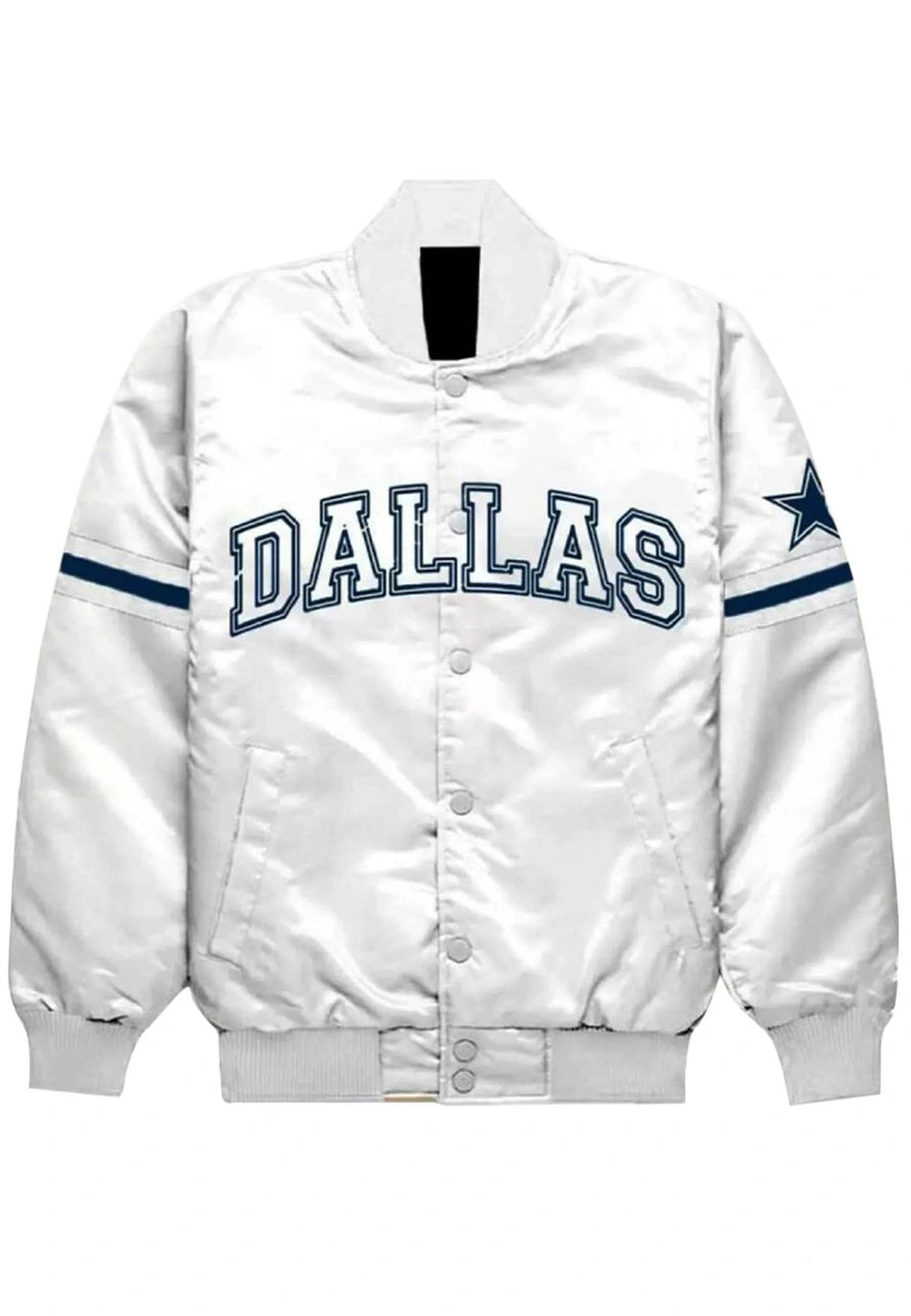 Dallas Cowboys White Satin Bomber Jacket 1 dallas-cowboys-white-satin-bomber-jacket