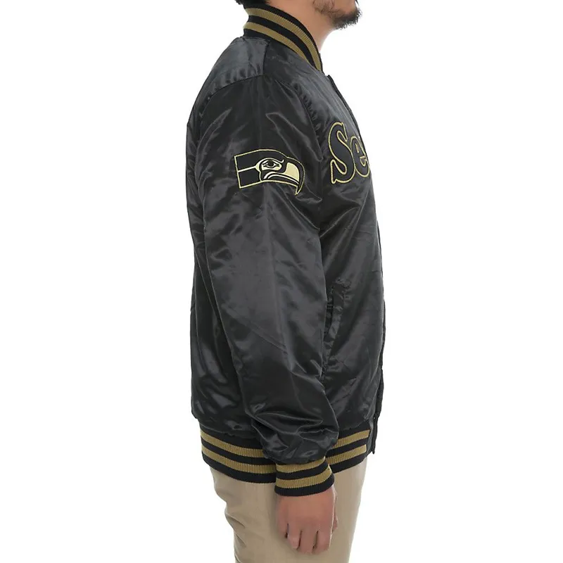 NFL Seattle Seahawks Satin Jacket 7 nfl-seattle-seahawks-black-satin-jacket