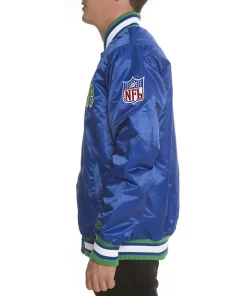 NFL Seattle Seahawks Satin Jacket 11 nfl-seattle-seahawks-blue-bomber-satin-jacket