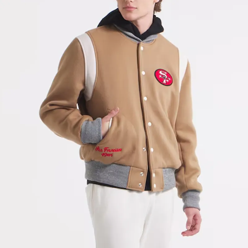 San Francisco 49ers Teddy Varsity Jacket 3 san-francisco-49ers-teddy-brown-varsity-jacket