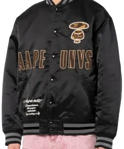 AAPE Black Satin Varsity Jacket 8 aape-black-jacket