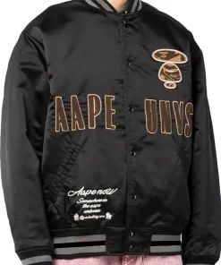 AAPE Black Satin Varsity Jacket 7 aape-black-satin-bomber-jacket