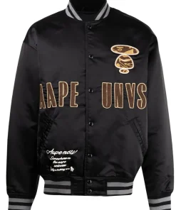 aape-black-satin-varsity-jacket