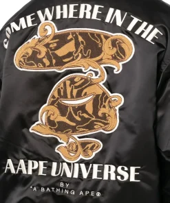 AAPE Black Satin Varsity Jacket 9 aape-varsity-jacket