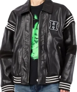 Patch Detail Black Leather Bomber Jacket 8 black-leather-bomber-jacket
