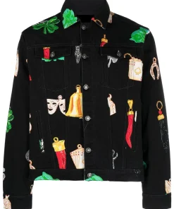 graphic-print-black-denim-jacket