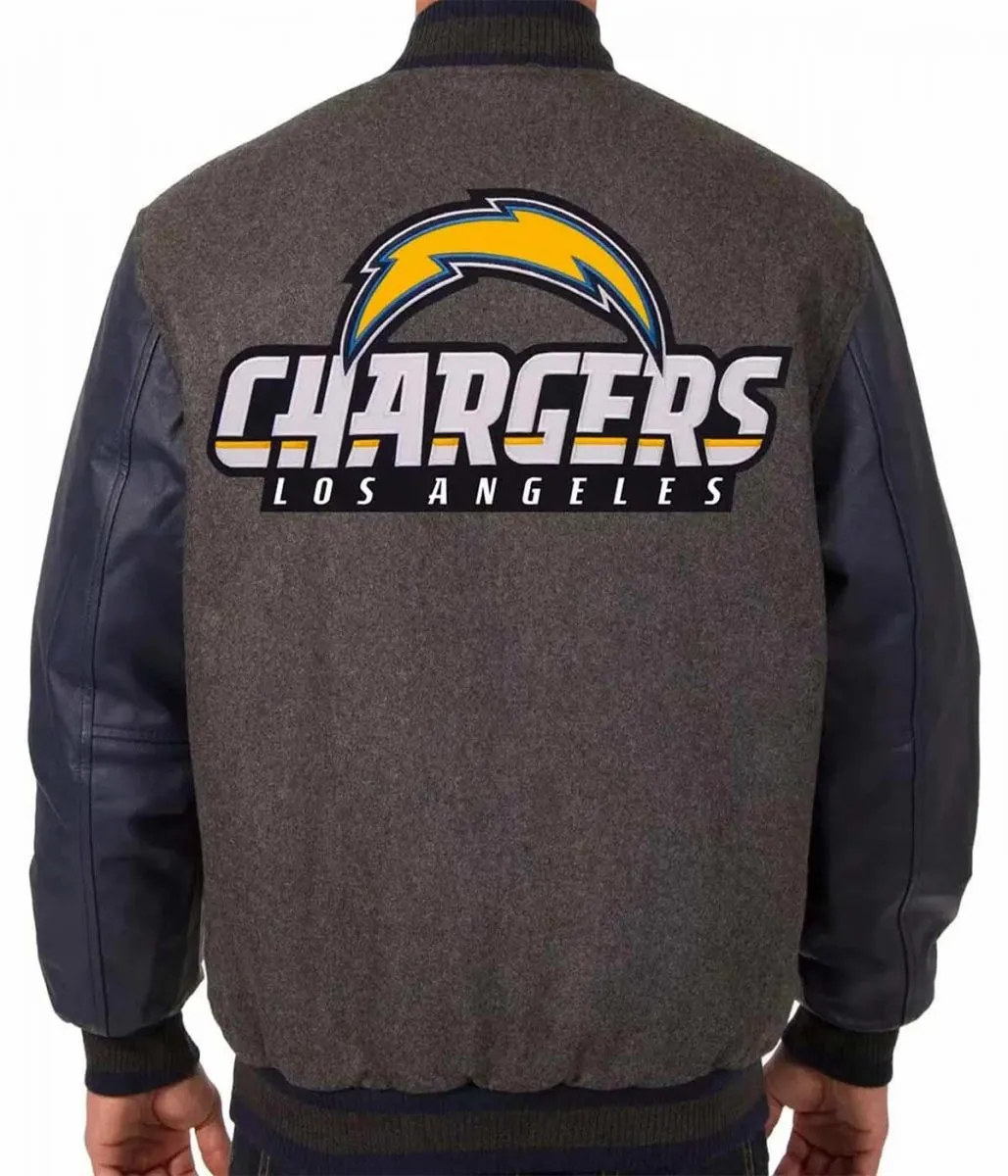 LA Chargers Varsity Navy and Charcoal Jacket 2 la-chargers-varsity-charcoal-jacket
