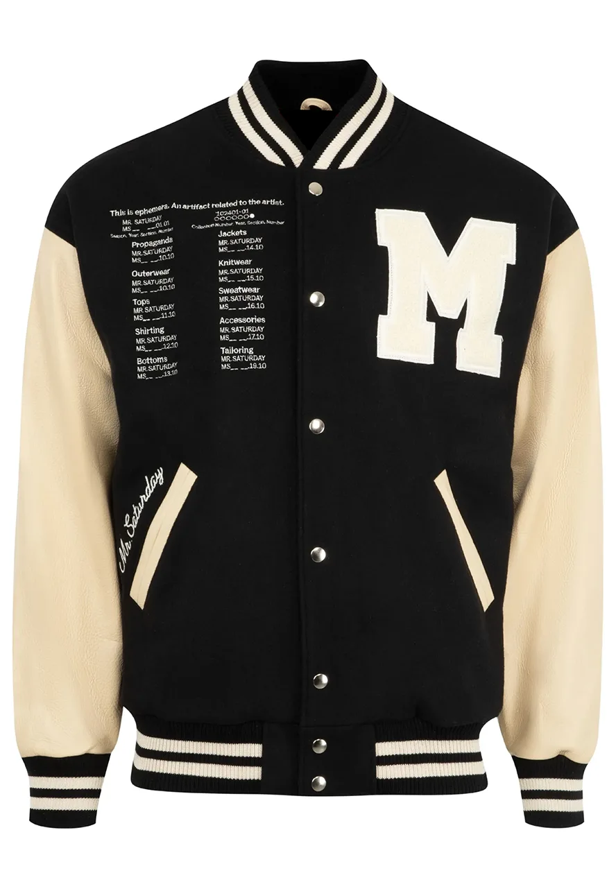 MR. Saturday Black Wool Varsity jacket 1 mr-saturday-black-wool-varsity-jacket