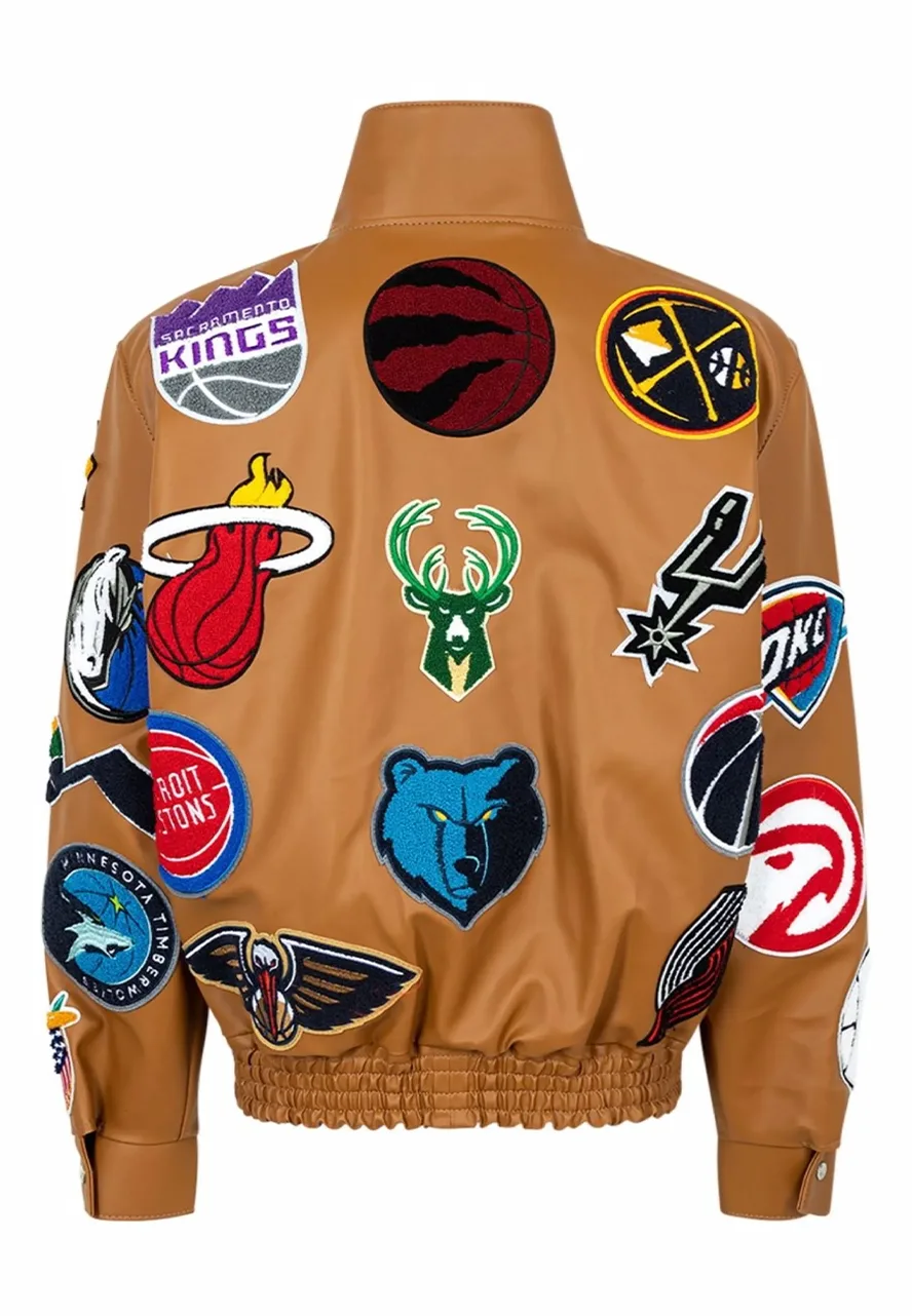 NBA Collage Brown Leather Jacket 2 nba-collage-brown-jacket