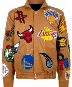 nba-collage-brown-leather-jacket