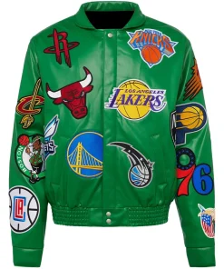 nba-collage-green-leather-jacket