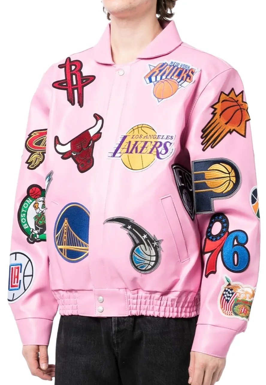 NBA Collage Light Pink Leather Jacket 4 nba-collage-light-pink-jacket