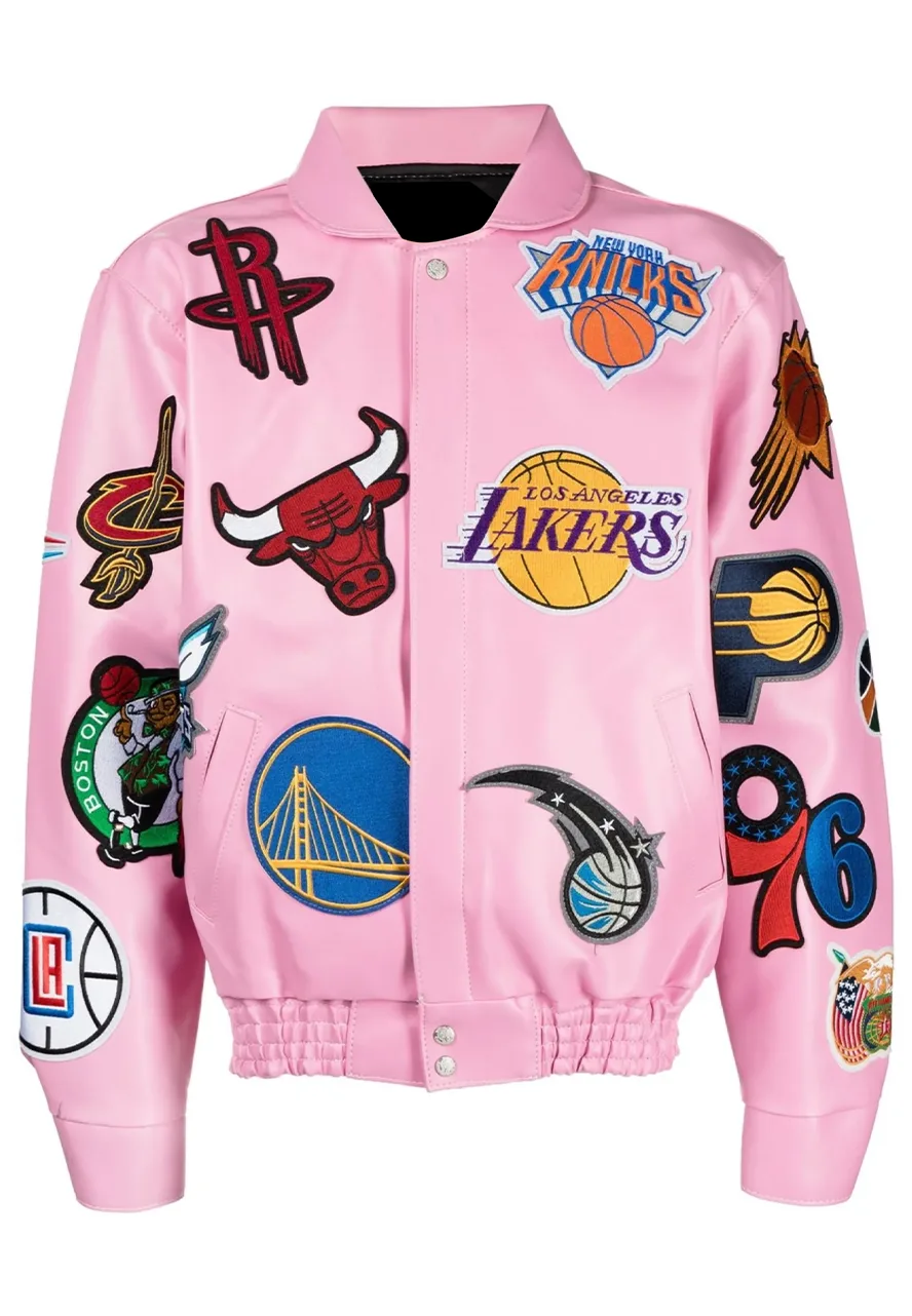 NBA Collage Light Pink Leather Jacket 1 nba-collage-light-pink-leather-jacket