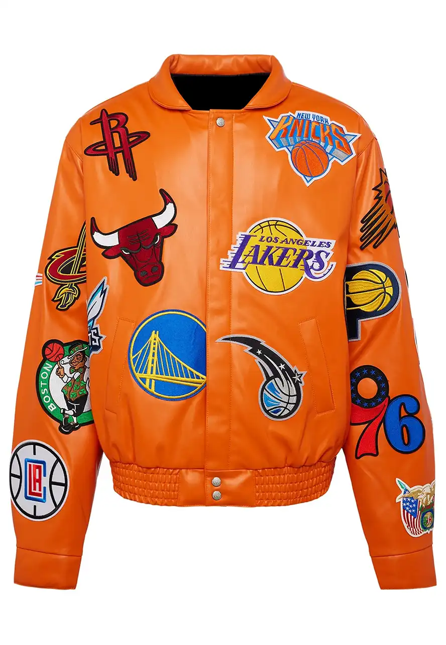 NBA Collage Orange Leather Jacket 1 nba-collage-orange-leather-jacket