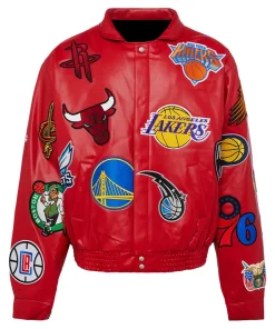 nba-collage-red-leather-bomber-jacket