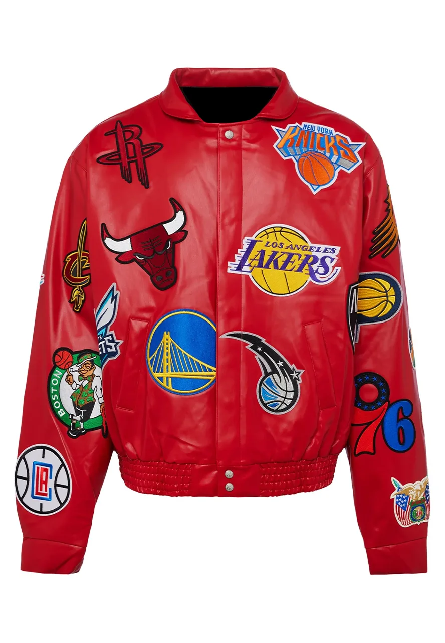 NBA Collage Red Leather Bomber Jacket 1 nba-collage-red-leather-bomber-jacket
