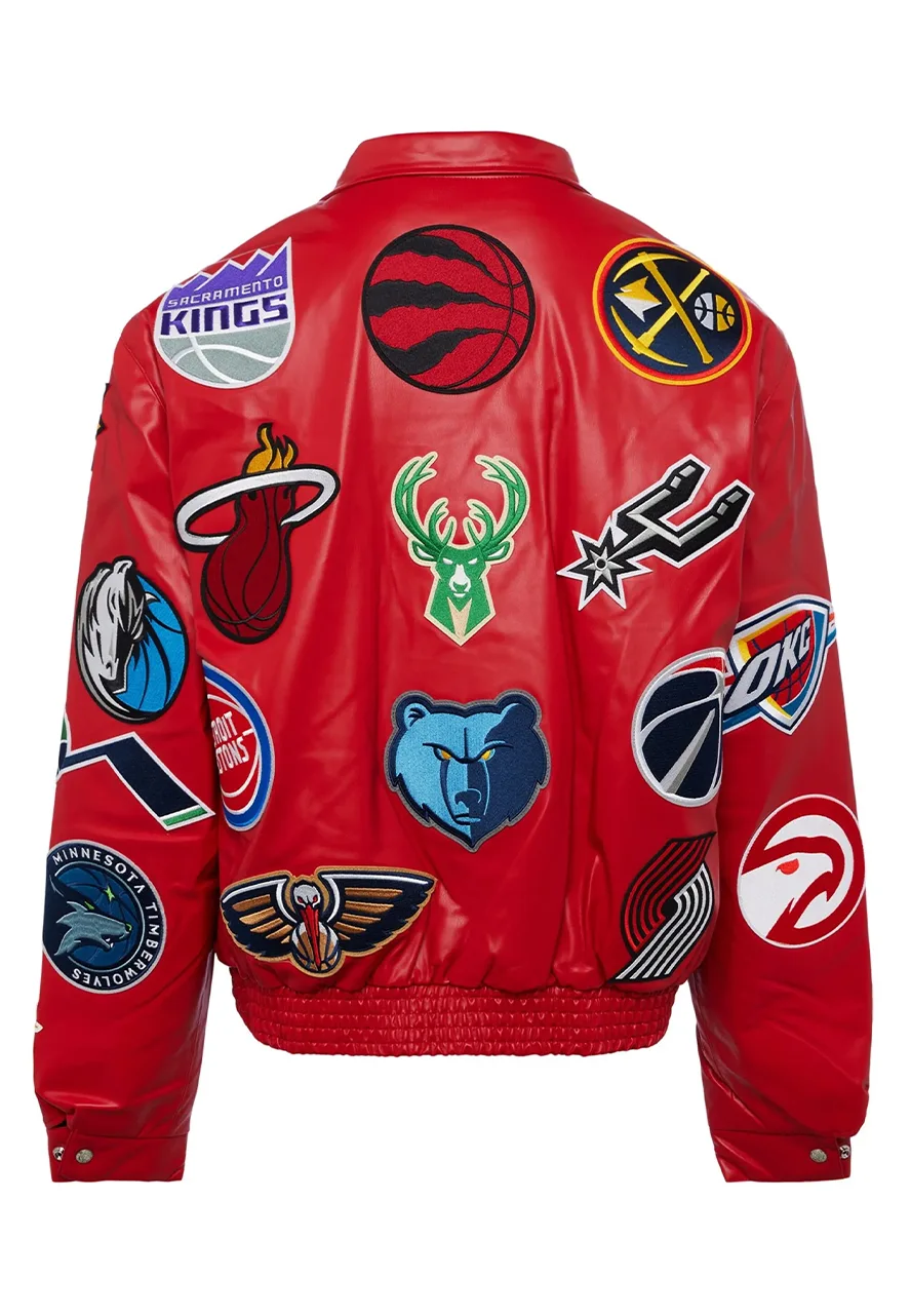 NBA Collage Red Leather Bomber Jacket 2 nba-collage-red-leather-jacket