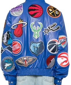 NBA Collage Royal Blue Leather Jacket 6 nba-collage-royal-blue-leather-bomber-jacket
