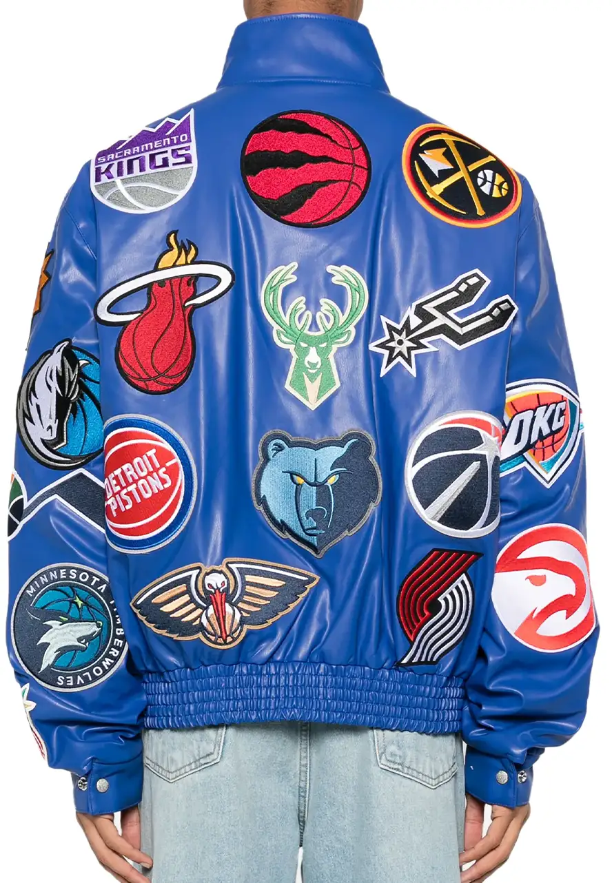 NBA Collage Royal Blue Leather Jacket 2 nba-collage-royal-blue-leather-bomber-jacket