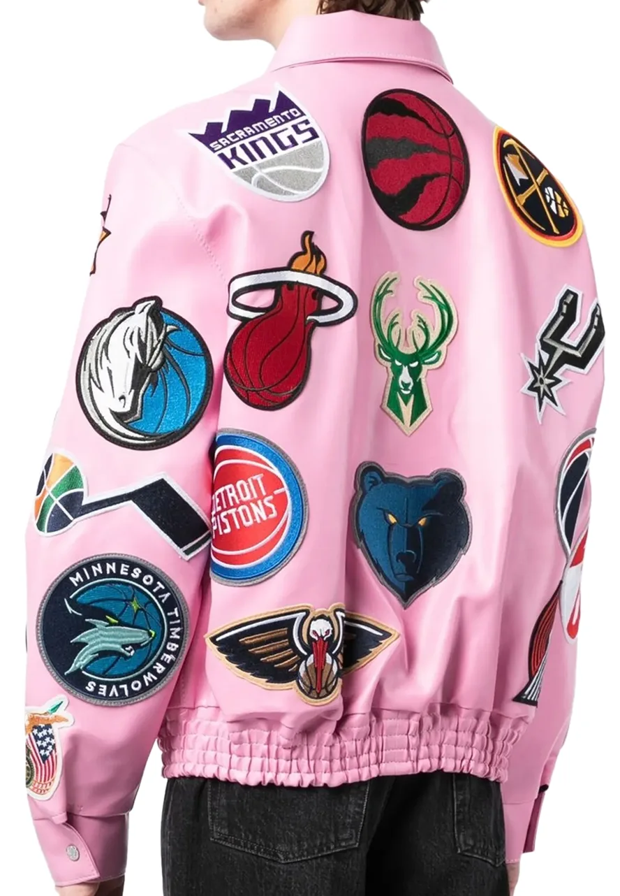 NBA Collage Light Pink Leather Jacket 2 nba-light-pink-leather-jacket