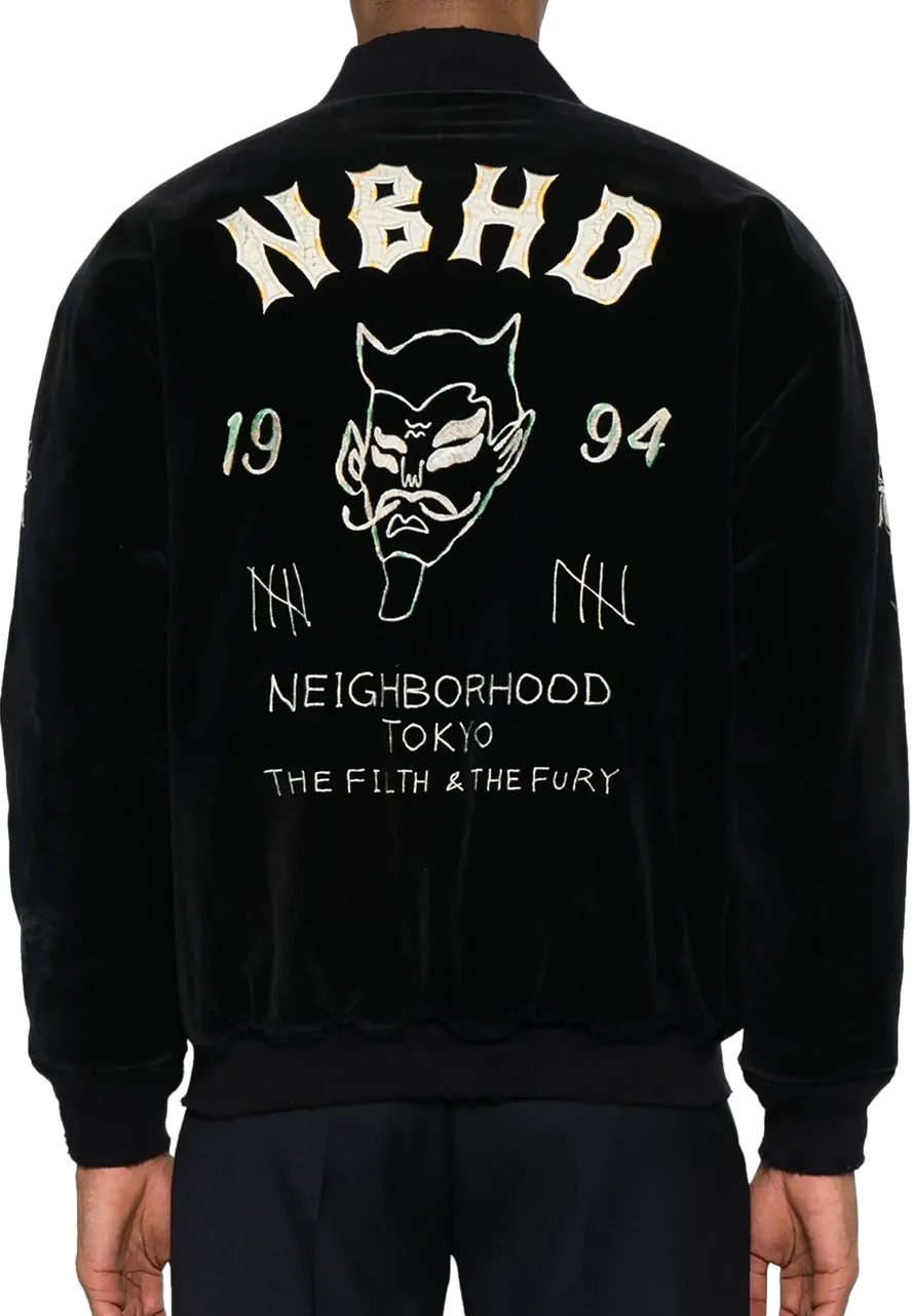 Neighborhood Black Velvet Bomber Jacket 2 neighborhood-velvet-bomber-jacket