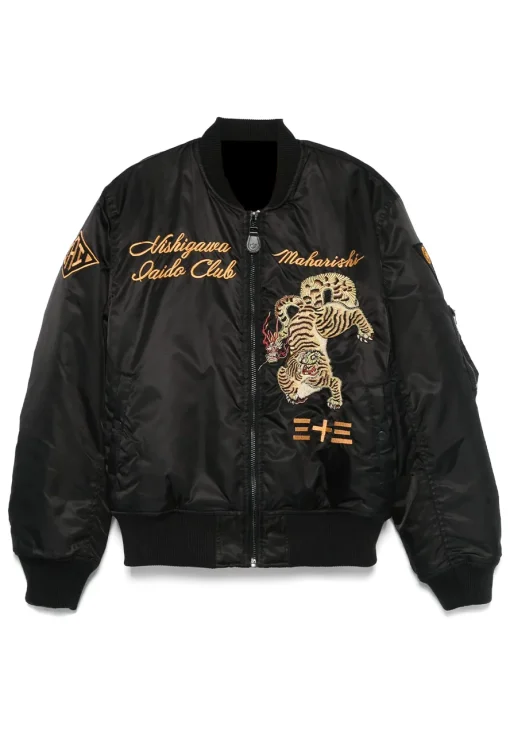 nekomata-tiger-ma-1-black-satin-jacket