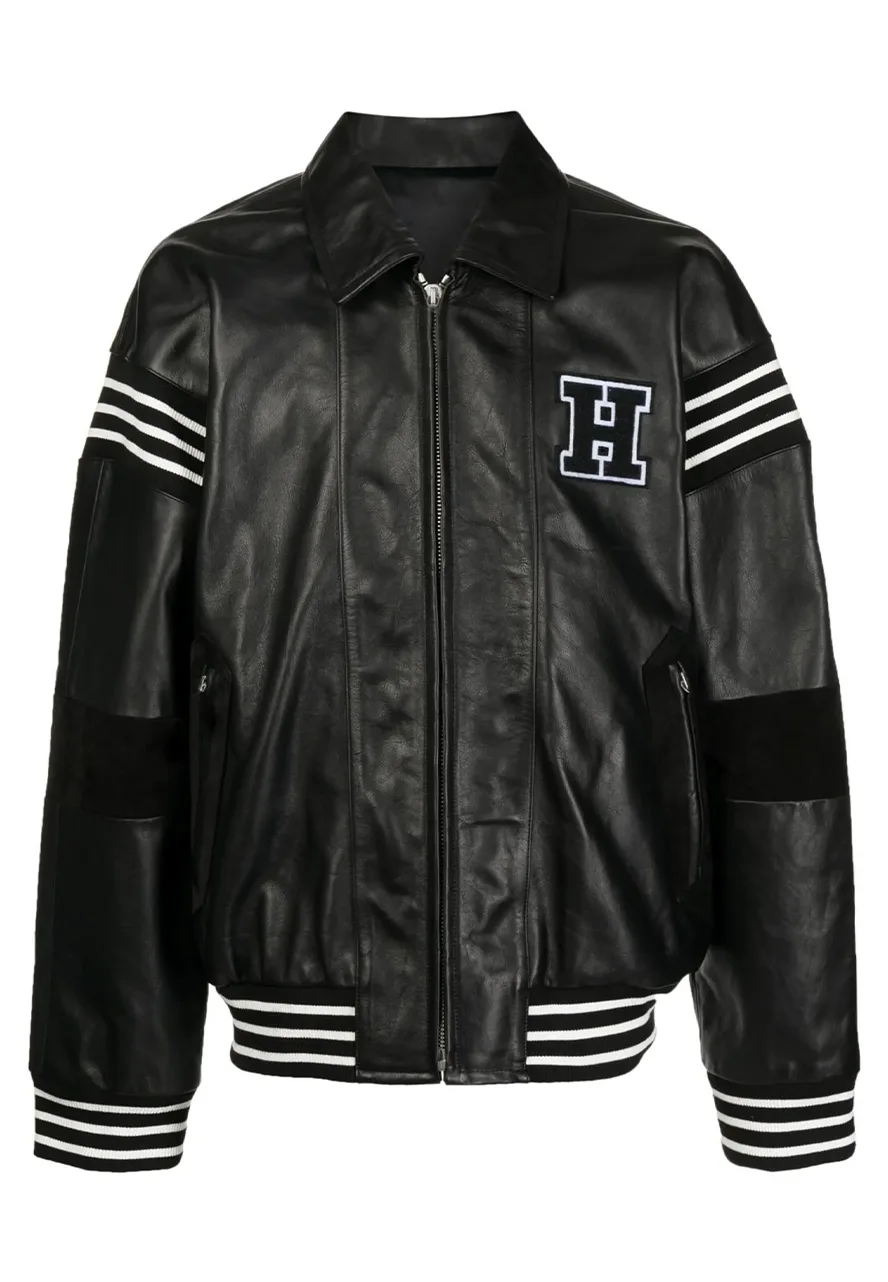 Patch Detail Black Leather Bomber Jacket 1 patch-detail-black-leather-bomber-jacket