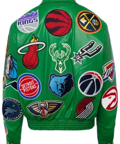starter-nba-collage-green-leather-jacket