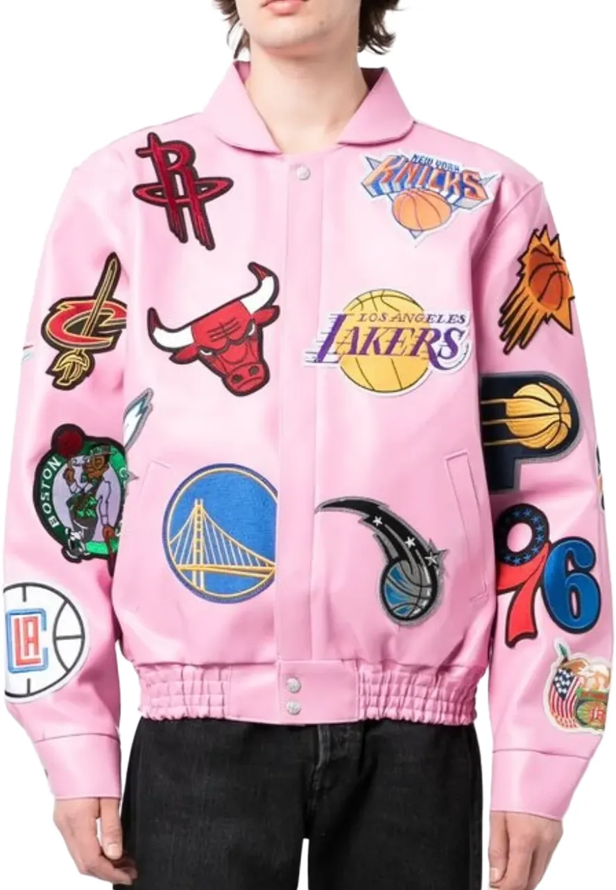NBA Collage Light Pink Leather Jacket 3 starter-nba-collage-light-pink-leather-jacket