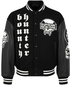 supreme-bounty-hunter-black-varsity-bomber-jacket