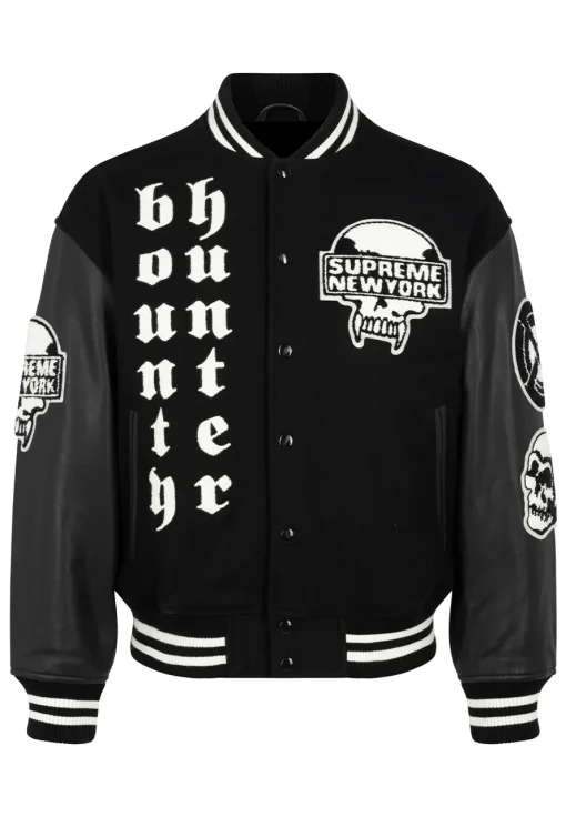 supreme-bounty-hunter-black-varsity-bomber-jacket
