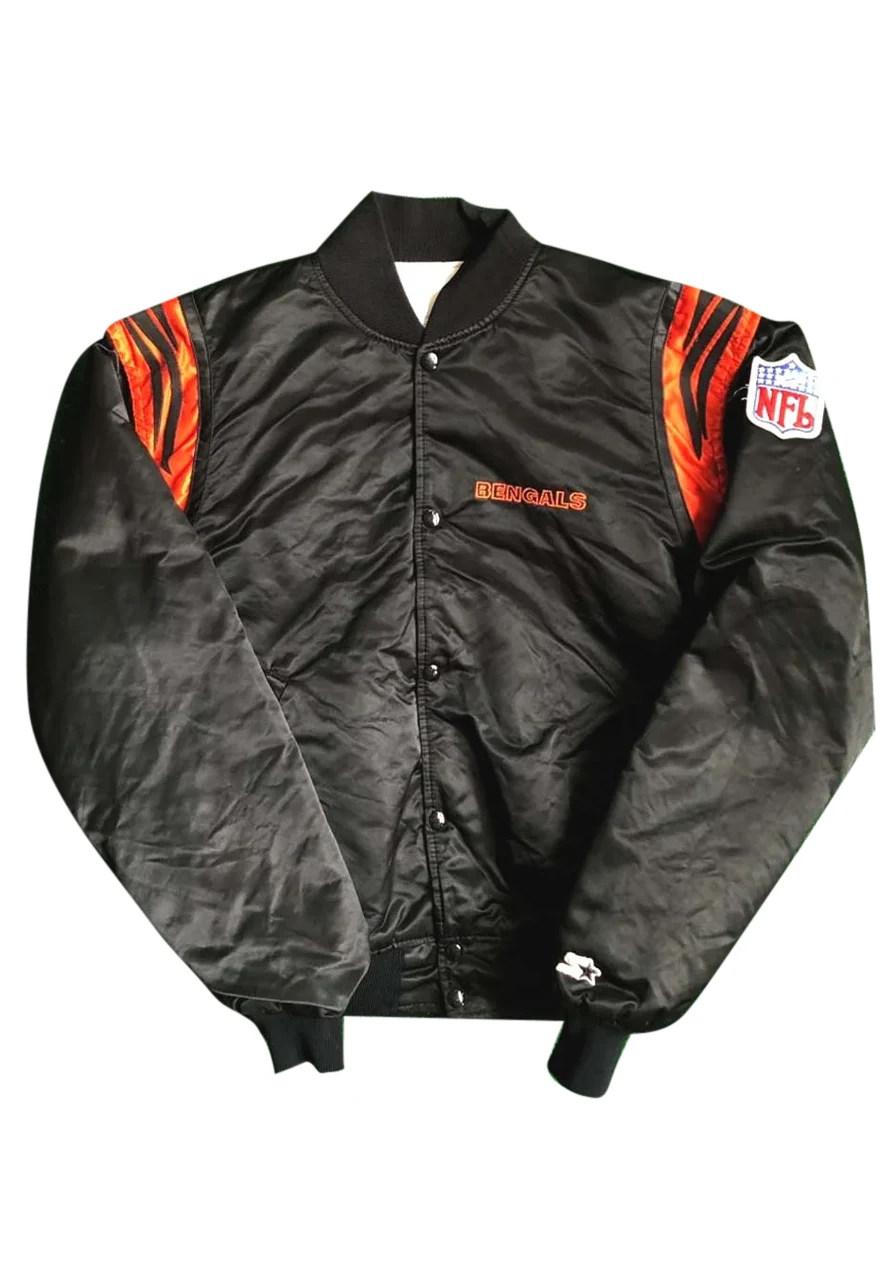 NFL Cincinnati Bengals Black and White Satin Jacket 6 cincinnati-bengals-black-satin-jacket