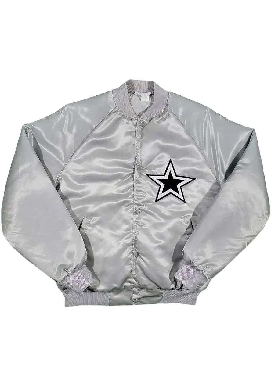 Dallas Cowboys 80’s Silver Bomber Jacket 1 dallas-cowboys-80s-silver-bomber-jacket