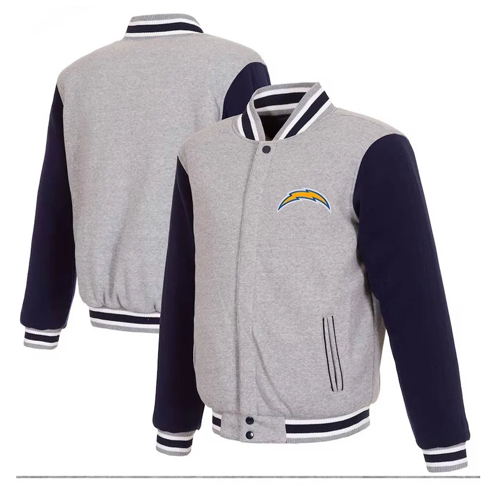 Los Angeles Chargers Navy Blue and Gray Varsity Jacket 3 los-angeles-chargers-jacket