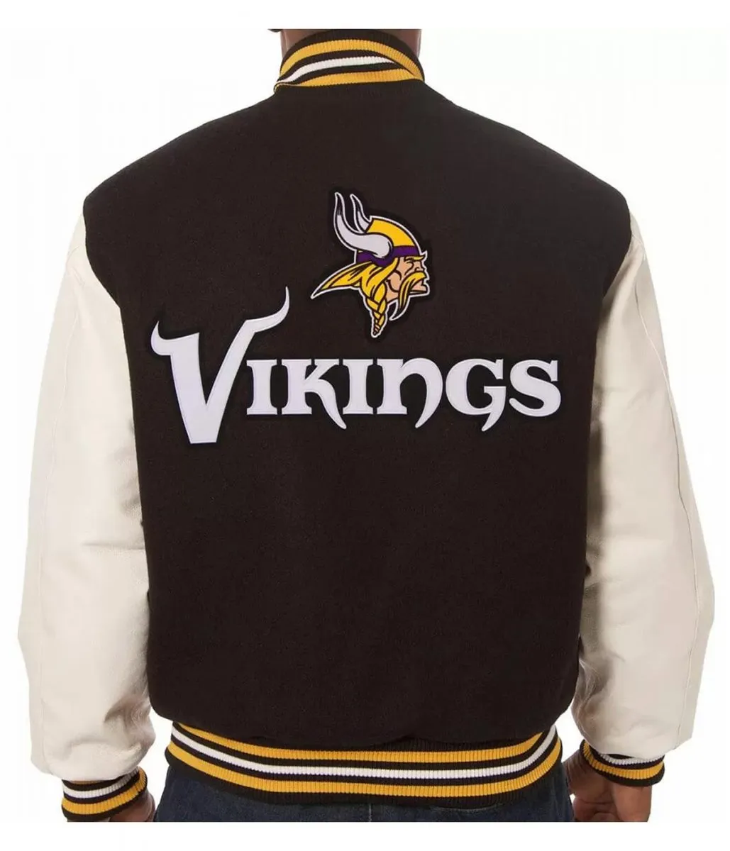 Minnesota White and Black Vikings Varsity Jacket 2 minnesota-vikings-varsity-jacket