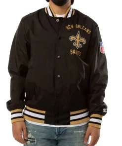 new-orleans-saints-black-bomber-satin-jacket