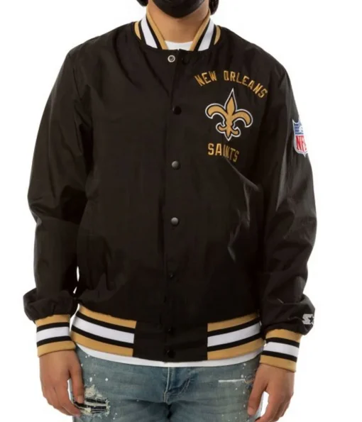 new-orleans-saints-black-bomber-satin-jacket